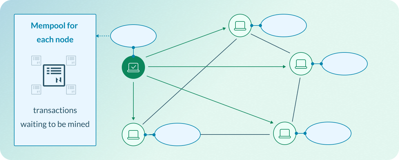 Transaction is propagated to other nodes and enters the mempool